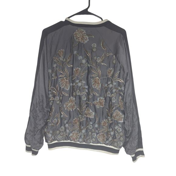 Zara beaded floral embroidered embellished varsity style jacket sz Medium - Picture 5 of 11